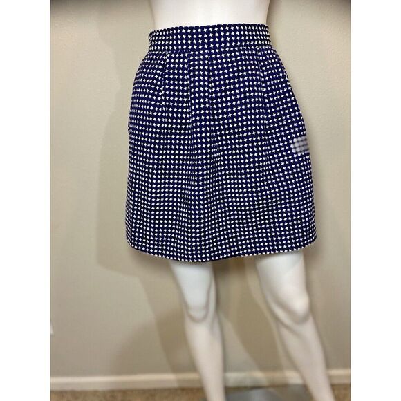 Dina Be Women’s Pleated Navy Mini Skirt White “X” or Crosses Size Small - Picture 1 of 7